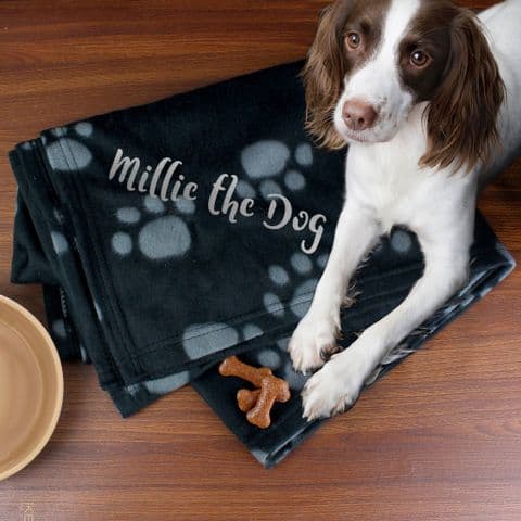 Personalised Dog Paw Print Fleece Blanket Pet Gift