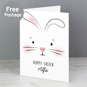 Personalised Easter Card - Bunny Face Easter Card Any Name & Message