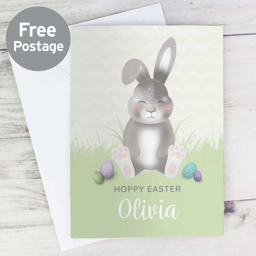 Personalised Easter Card - Easter Bunny Greeting Card personalised with any name and message.