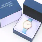 Personalised Engraved Ladies Pale Blue Leather Strap  Watch Gift For Birthdays