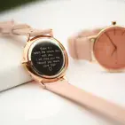 Personalised Engraved Ladies Pale Pink Genuine Leather Strap  Watch Gift For Birthdays