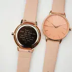 Personalised Engraved Ladies Pale Pink Genuine Leather Strap  Watch Gift For Birthdays