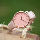 Personalised Engraved Ladies Pale Pink Genuine Leather Strap  Watch Gift For Birthdays