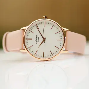 Personalised Engraved Ladies Pale Pink Strap Watch by Architect London