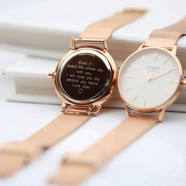 Personalised Engraved Ladies Rose Gold Watch by Architect London
