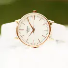 Personalised Engraved Ladies White Leather Strap  Watch Gift For Birthdays