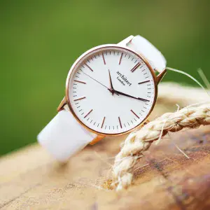 Personalised Engraved Ladies White Strap Watch by Architect London