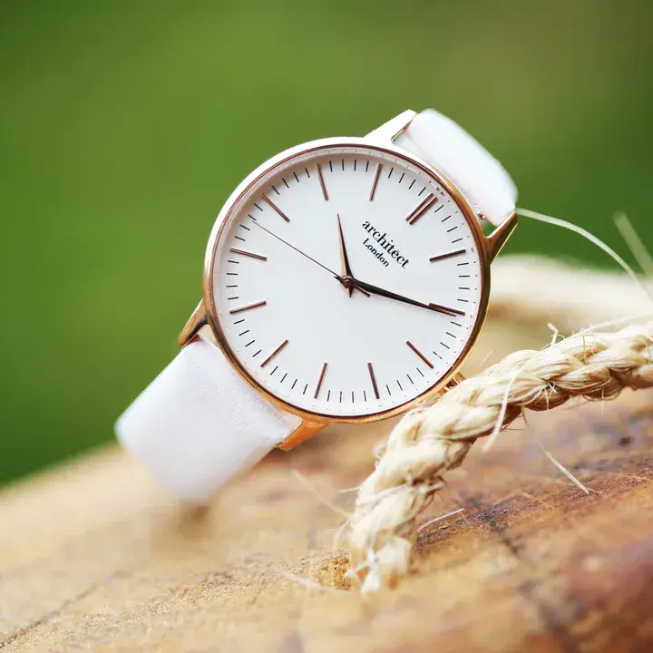 Personalised Engraved Ladies White Leather Strap Watch Gift For Birthdays