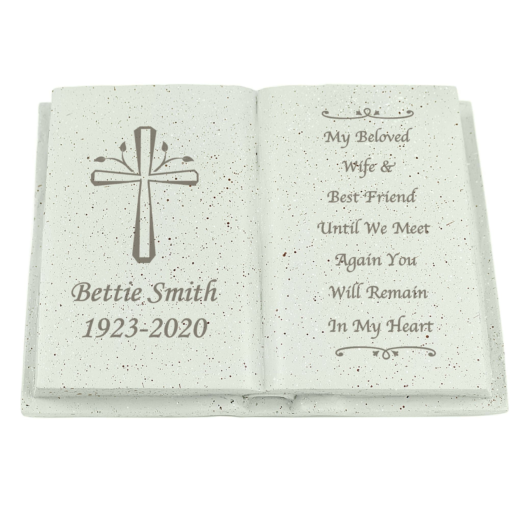 Personalised Engraved Memorial Book Shape Grave and Garden Stone ...