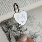 Personalised Engraved Silver Heart Bookmark - Gift For book lovers
