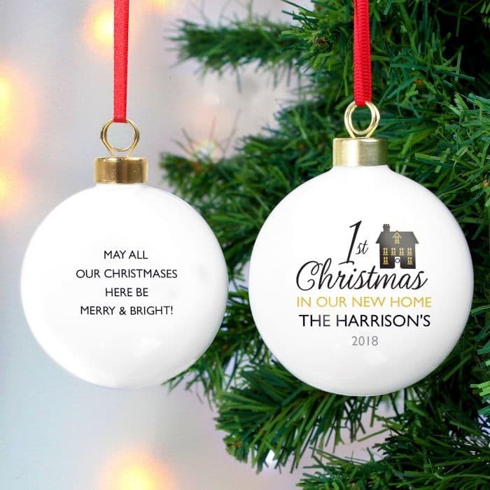 Personalised First Christmas in our new home bauble tree decoration
