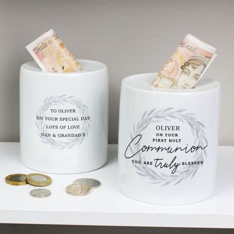 Personalised First Holy Communion Ceramic Money Box Gift