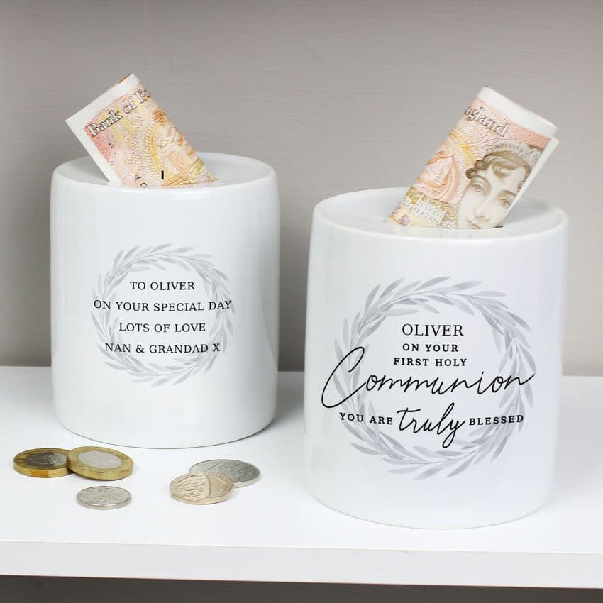 Personalised First Holy Communion Ceramic Money Box Gift