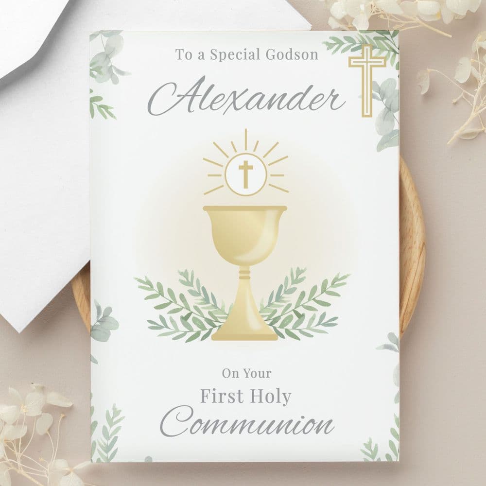 Personalised First Holy Communion Greetings Card. Add any name and ...