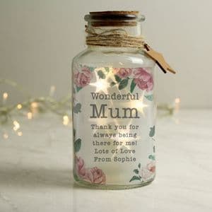 Personalised Floral Light Up Fairy Wishes Jar Gift