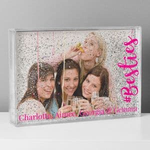 Personalised Friends photo frame #Besties 6x4 Glitter Shaker Photo Frame