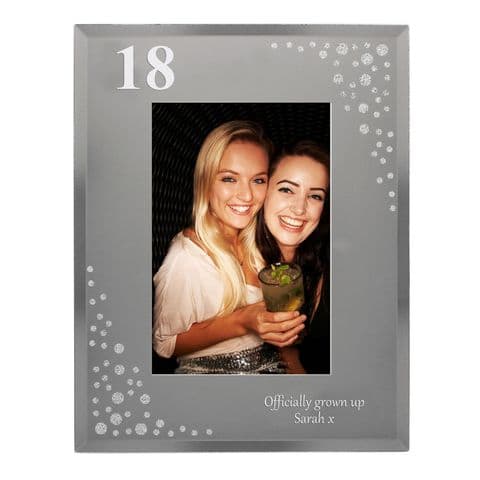 Personalised Glass Diamante 4x6 Photo Frame Add any age and message