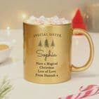Personalised Gold Glitter Christmas Mug Gift - Add Any Name & Message