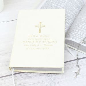 Personalised Gold Cross Holy Bible Religious Gift