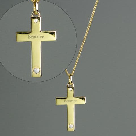 Personalised Gold Plated & Sterling Silver Cross Necklace Gift