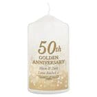 Personalised Golden 50th Wedding Anniversary Candle Gift