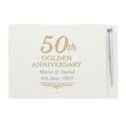 Personalised Golden 50th Wedding Anniversary Hardback Guest Book & Pen Set