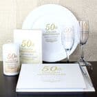 Personalised Golden 50th Wedding Anniversary Hardback Guest Book & Pen Set