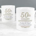 Personalised Golden 50th Wedding Anniversary Mug Set Gift