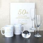 Personalised Golden 50th Wedding Anniversary Mug Set Gift