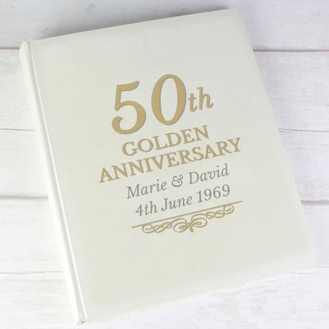 Personalised Golden 50th Wedding Anniversary Traditional Photo Album Scrapbook