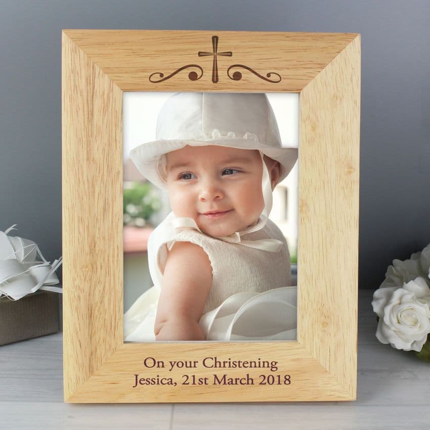 Personalised Wooden Holy Communion, Christening & Confirmation Photo Frame Gift 5 x 7 Religious ceremony keepsake.