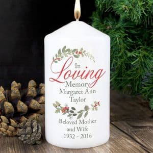 Personalised In Loving Memory Christmas Memorial Candle