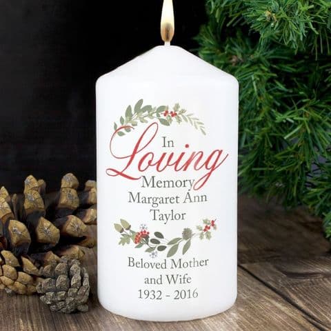 Personalised In Loving Memory Christmas Memorial Candle