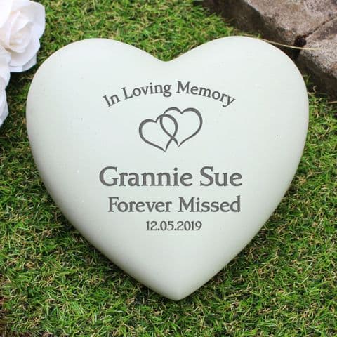 Personalised In Loving Memory Memorial Heart Stone Grave and Garden Ornament Tribute