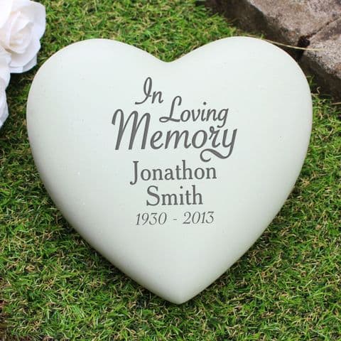 Personalised In Loving Memoryl Heart Memorial Stone Grave and Garden Ornament Tribute