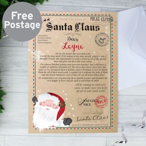 Personalised Letter From Santa Gift For Children - Letter from Father Christmas Free Postage