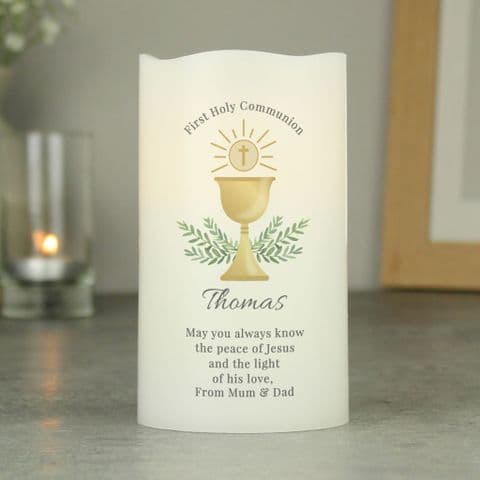 Personalised Light Up LED First Holy Communion Candle