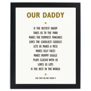 Personalised List of Love Black Framed Poster Print Gift for Fathers Day