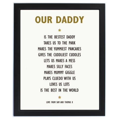 Personalised List of Love Black Framed Poster Print Gift for Fathers Day