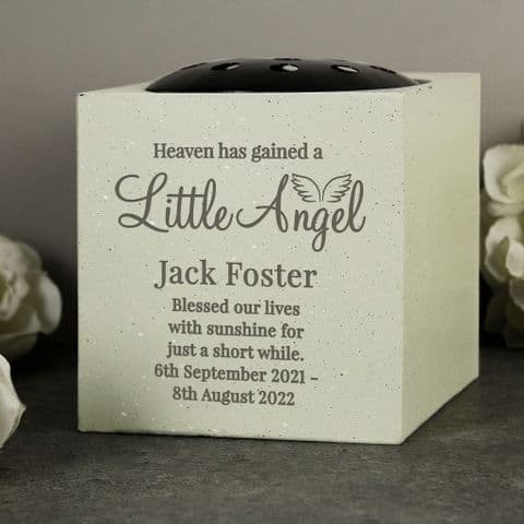Personalised Little Angel Memorial Vase For Grave Side.