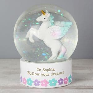 Personalised Magical Unicorn Glitter Snow Globe Gift