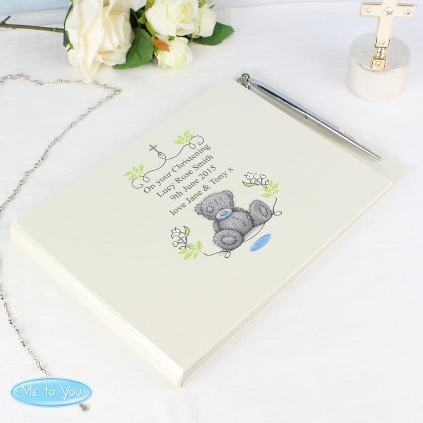 Personalised Me To You Tatty Bear Guest Book & Pen Gift for Christenings, First Holy Communion, confirmation and weddings.