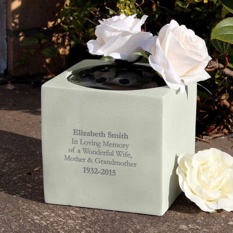 Personalised Memorial Gravside Vase Engraved With Any Message