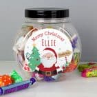 Personalised Mini Sweet Jar Christmas Gift Santa Design.  Perfect for table gift at Christmas.