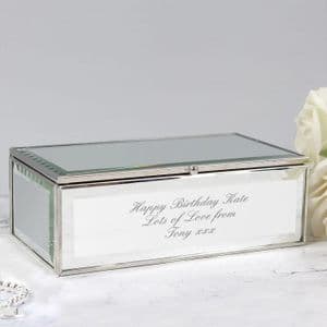Personalised Mirrored Jewellery Box Engraved With Any Message