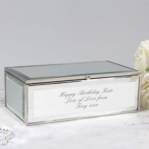 Personalised Mirrored Jewellery Box Engraved With Any Message