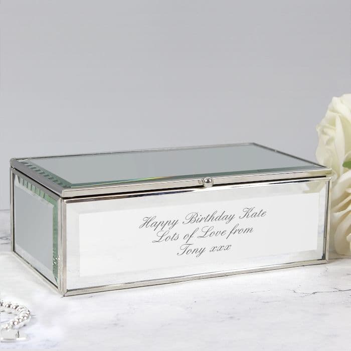 Personalised Mirrored Jewellery Box Engraved With Any Message