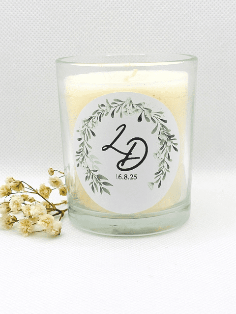 Personalised Monogram Initials Scented Candle Wedding & Anniversary Favour