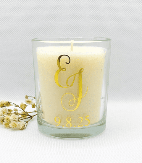 Personalised Monogram Scented Candle Wedding & Anniversary Favour