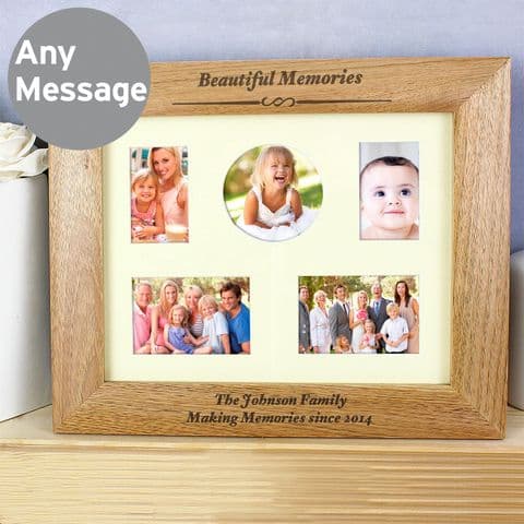 Personalised Multi Aperture or 10x8 Wooden Family Any Message Photo Frame